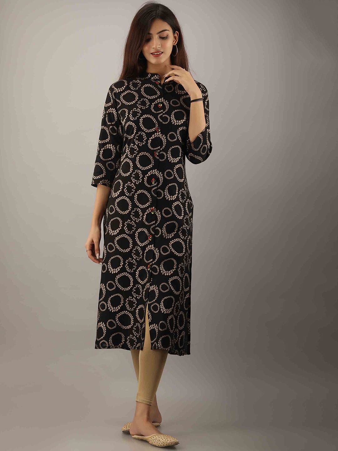 KALINI Women Black Ethnic Motifs Kurta