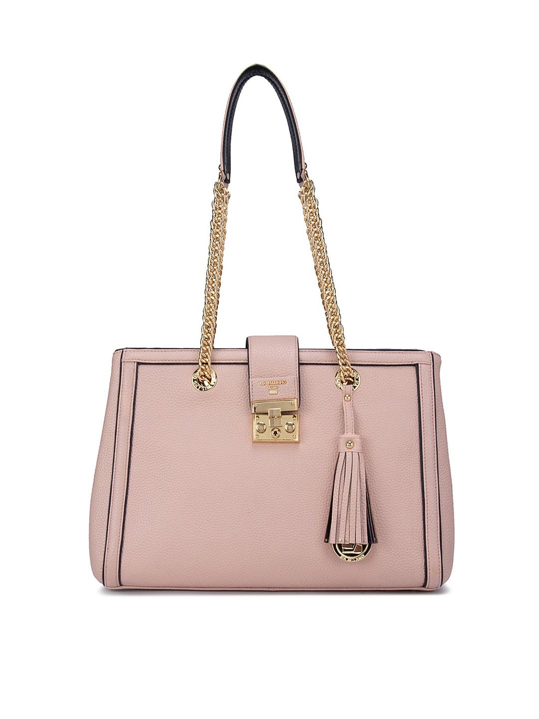 Da Milano Pink Leather Structured Handheld Bag with Tasselled Price in India