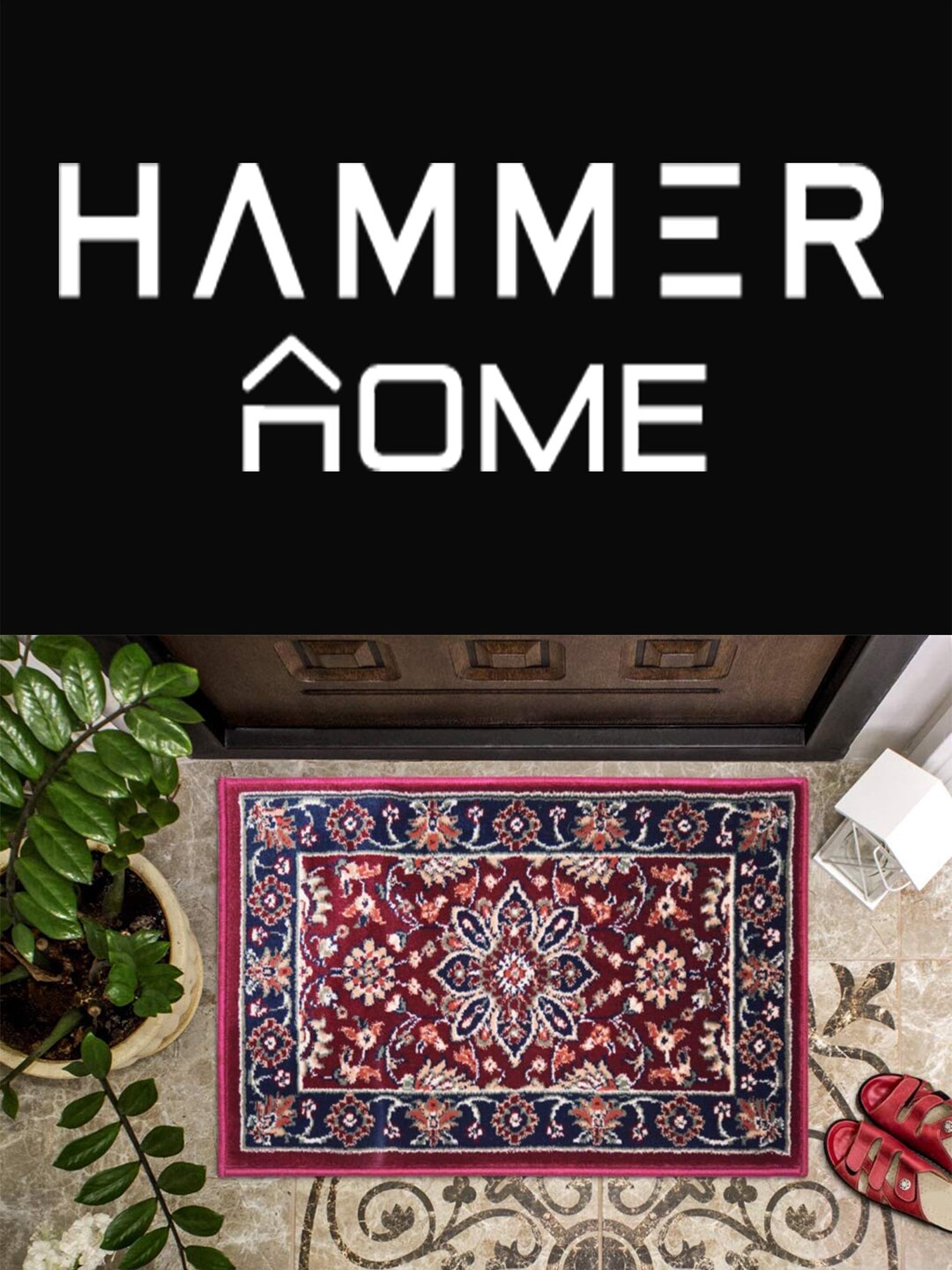 Hammer Home Maroon & Blue Traditional & Floral Design Doormat Price in India