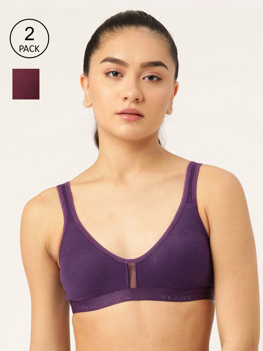 Lady Lyka Women Pack Of 2 Purple & Burgundy  Sports Bra Price in India