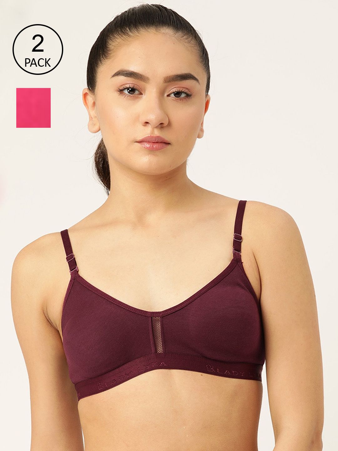 Lady Lyka Purple & Pink Bra Lightly Padded