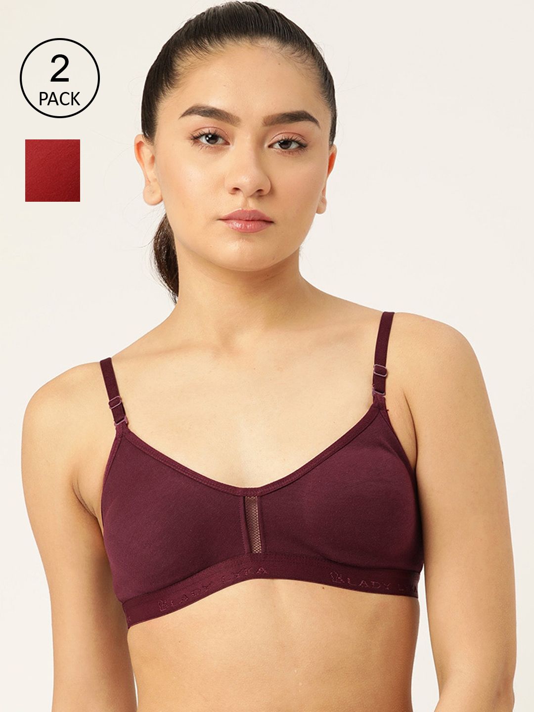 Lady Lyka Pack of 2 Purple & Maroon Bra