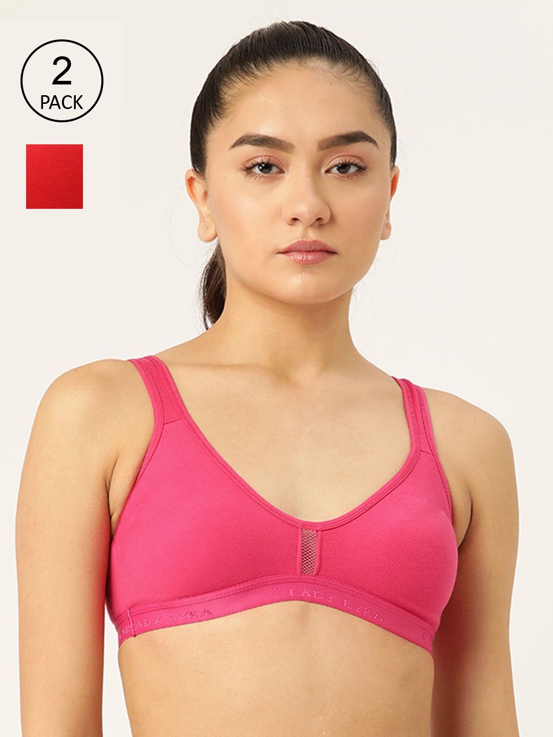 Lady Lyka Fuchsia & Red Bra Price in India