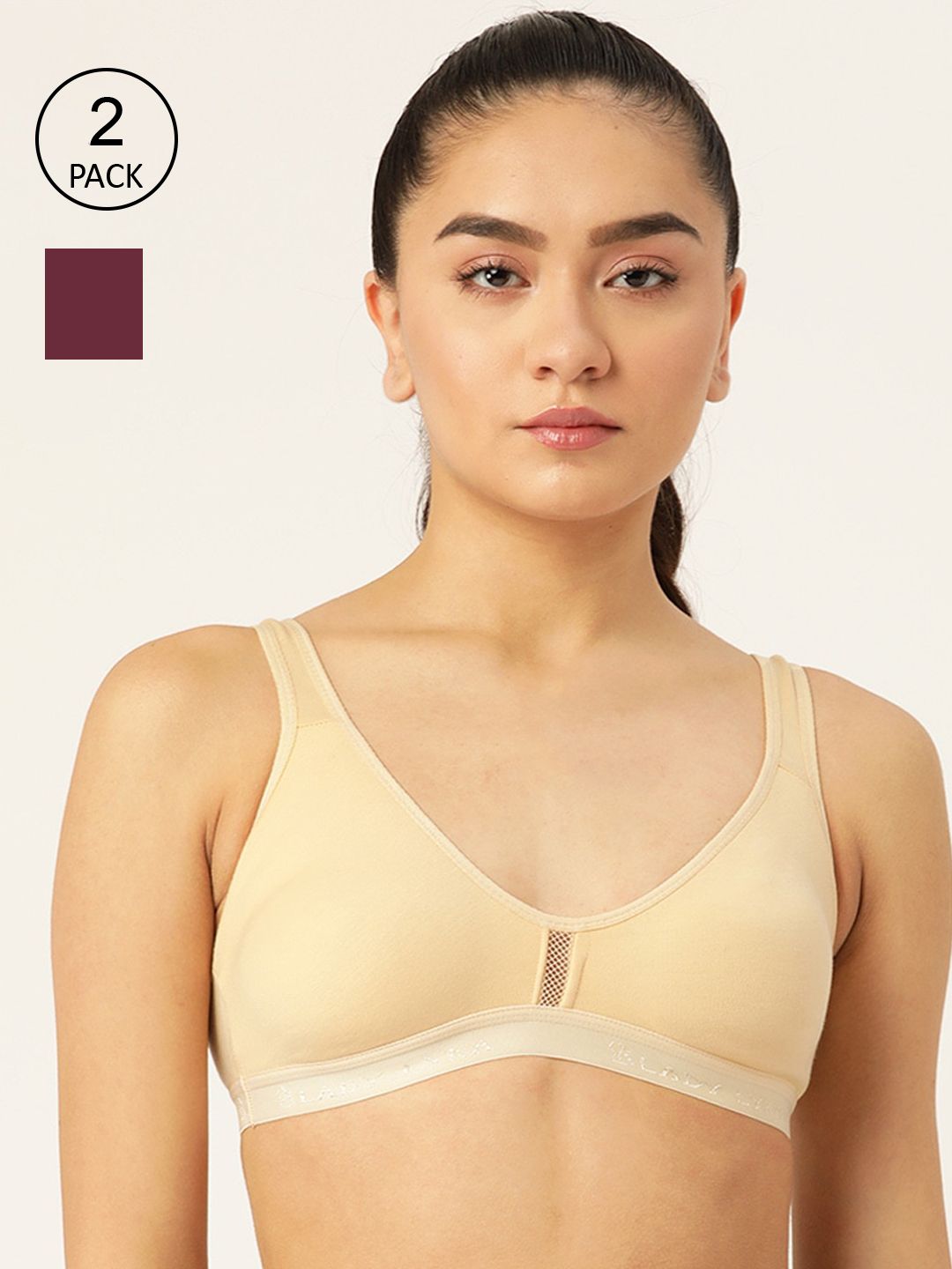 Lady Lyka Pack Of 2 Women Beige & Purple Non Padded Bra Price in India