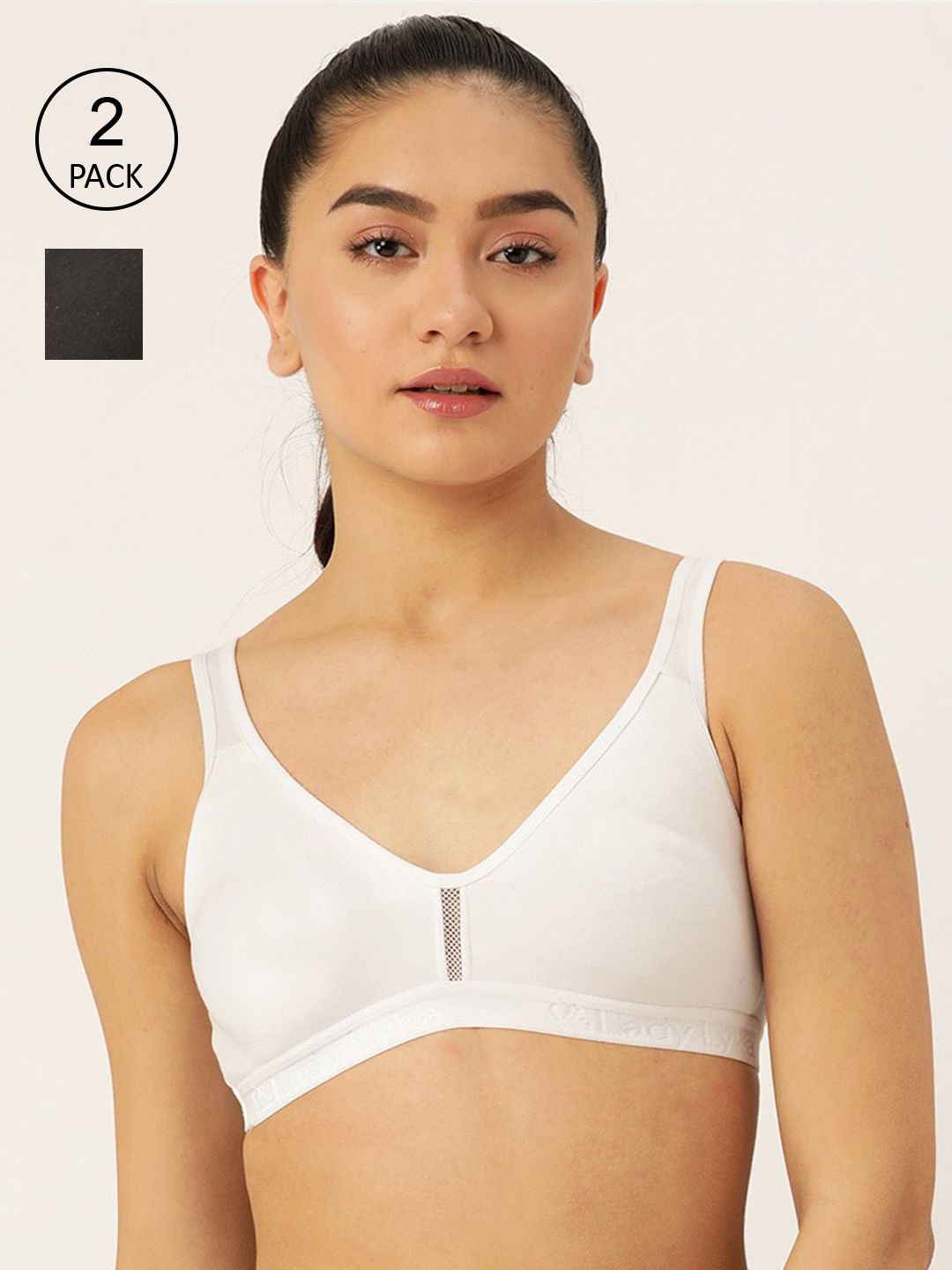 Lady Lyka Pack Of 2 White & Black Non-Padded & Non-Wired Seamless Bra Price in India