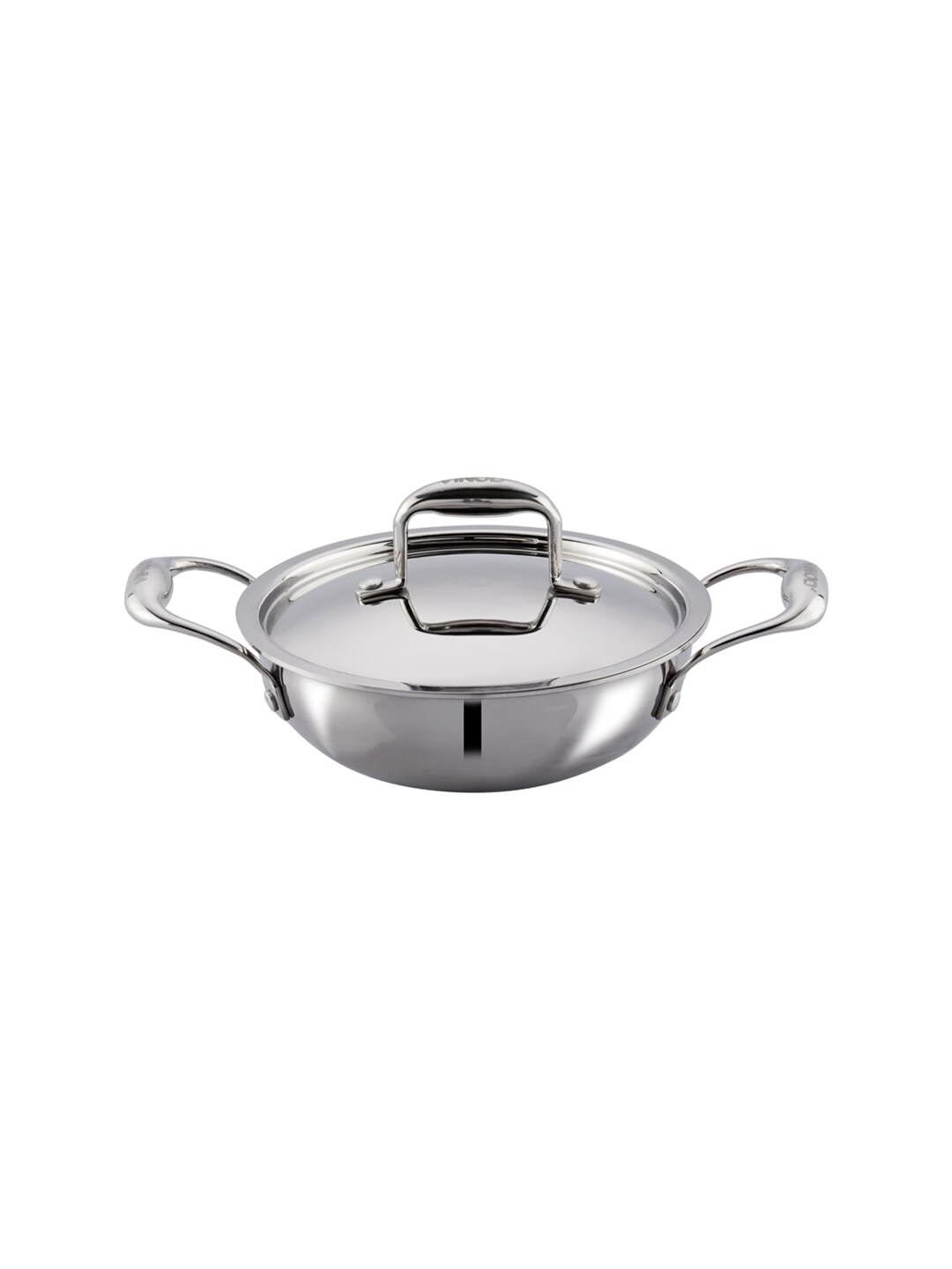 Vinod Silver-Toned Platinum Triply Induction Friendly Stainless Steel Kadhai or Wok Price in India