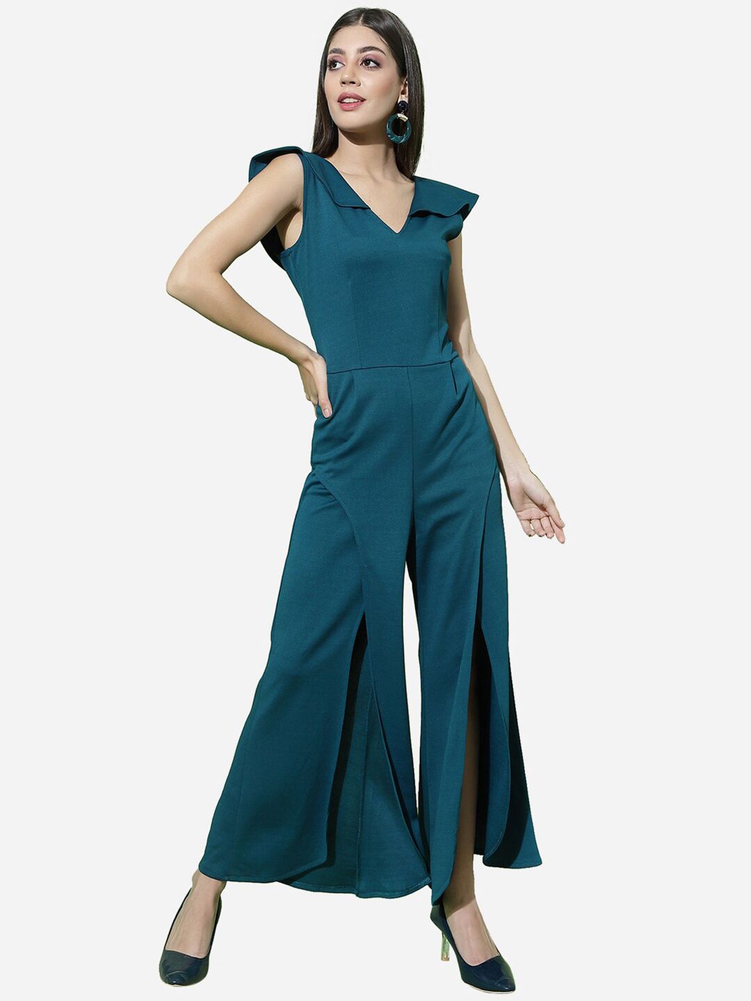 Selvia Women Teal Basic Polyester Jumpsuit Price in India