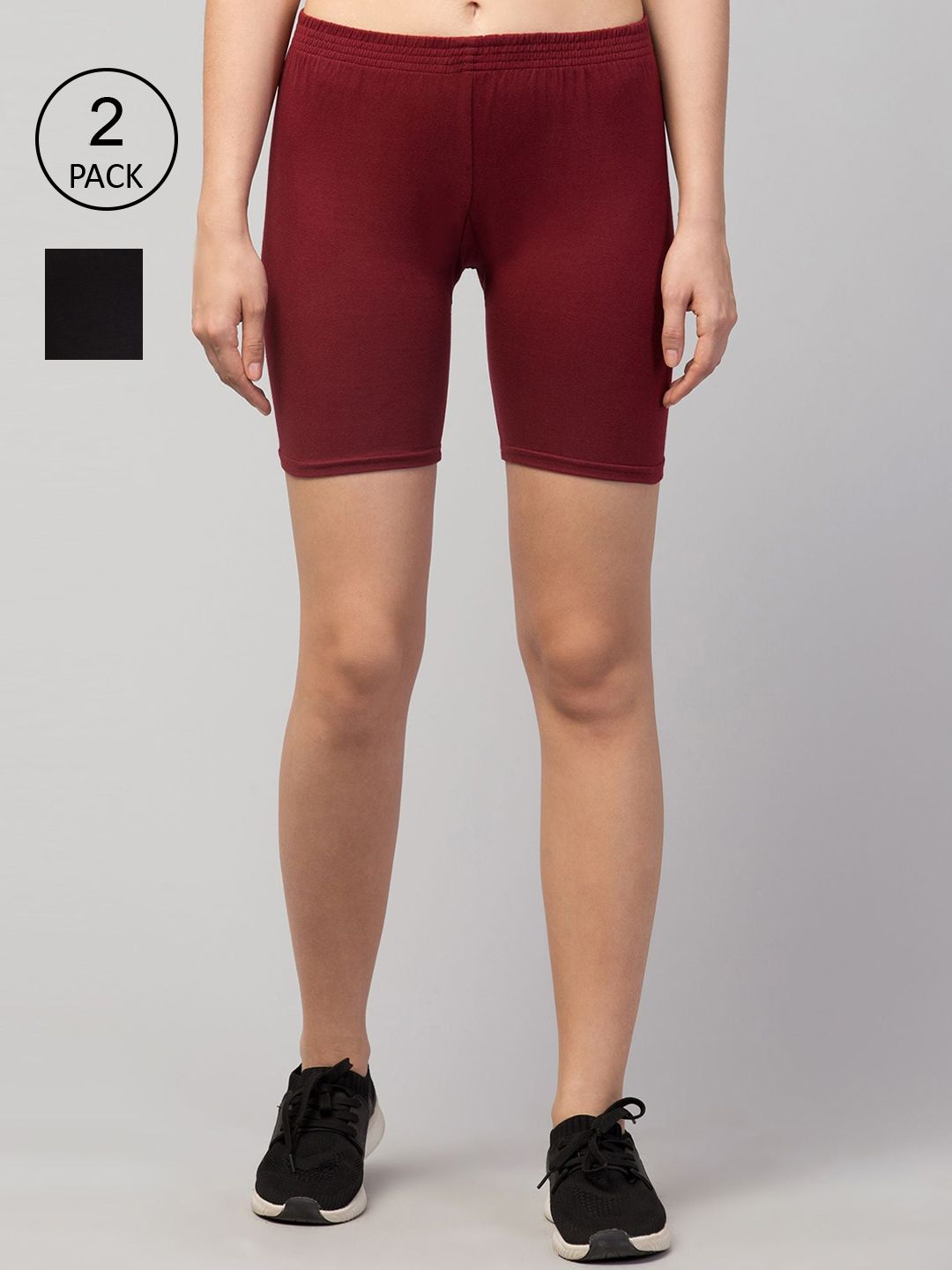 Apraa & Parma Women Maroon Slim Fit Cycling Sports Shorts Price in India