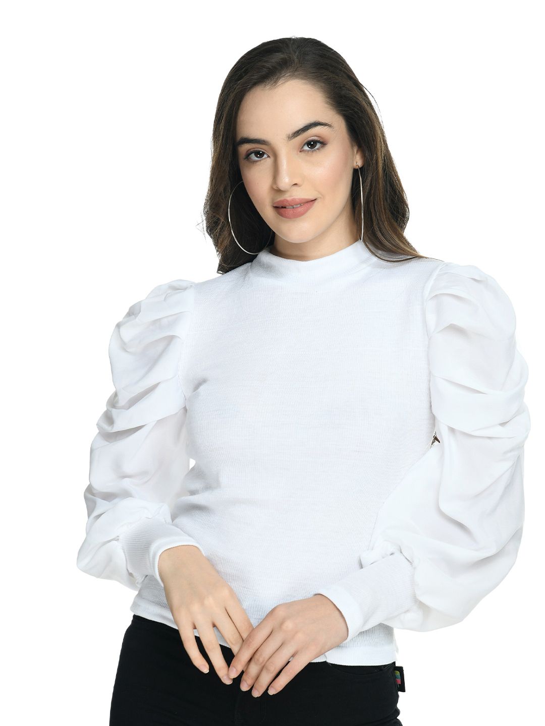 LEXREX Women White Solid Top Price in India