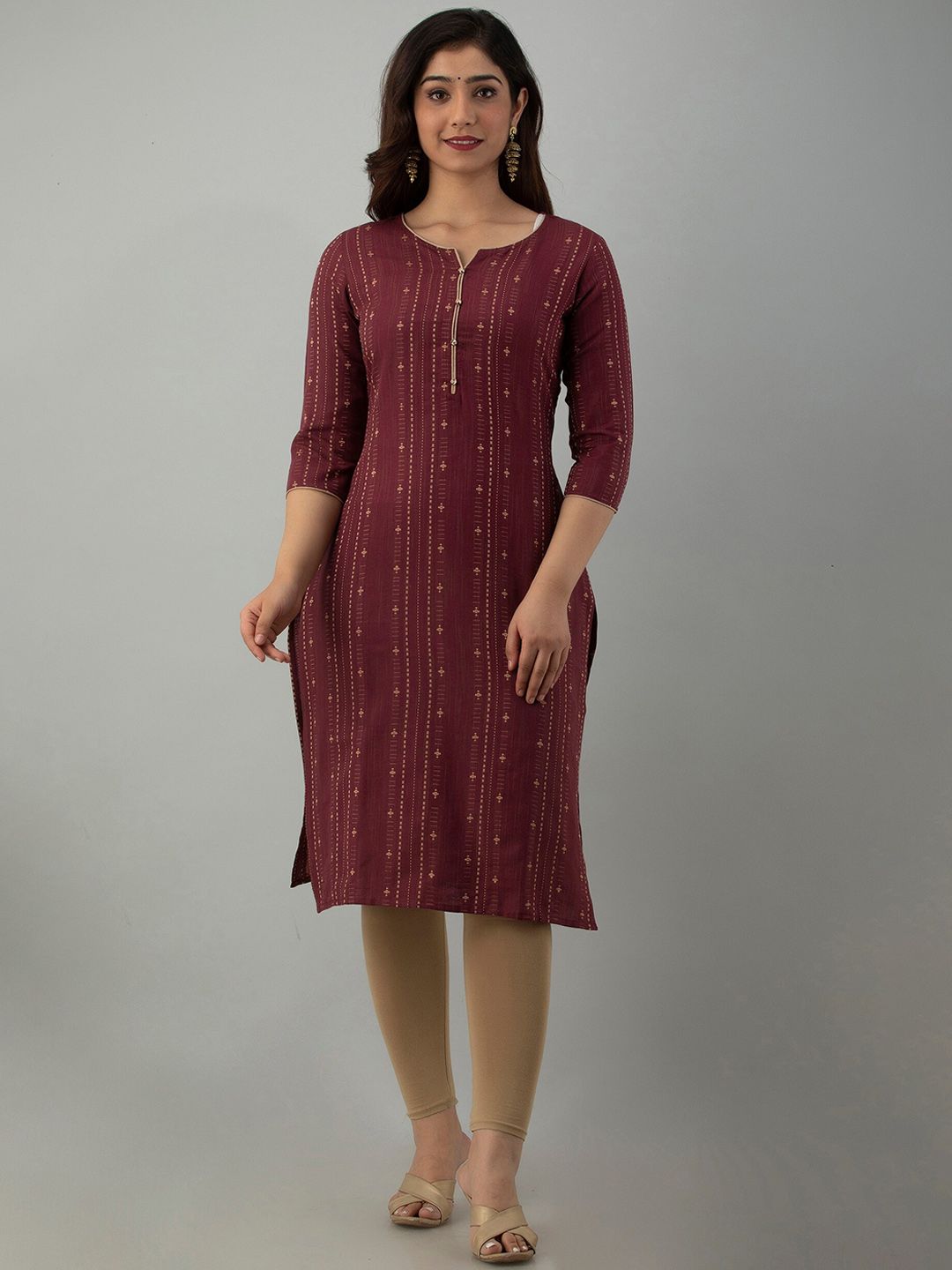 Charu Women's Striped Yarn Dyad Sideslit Kurta