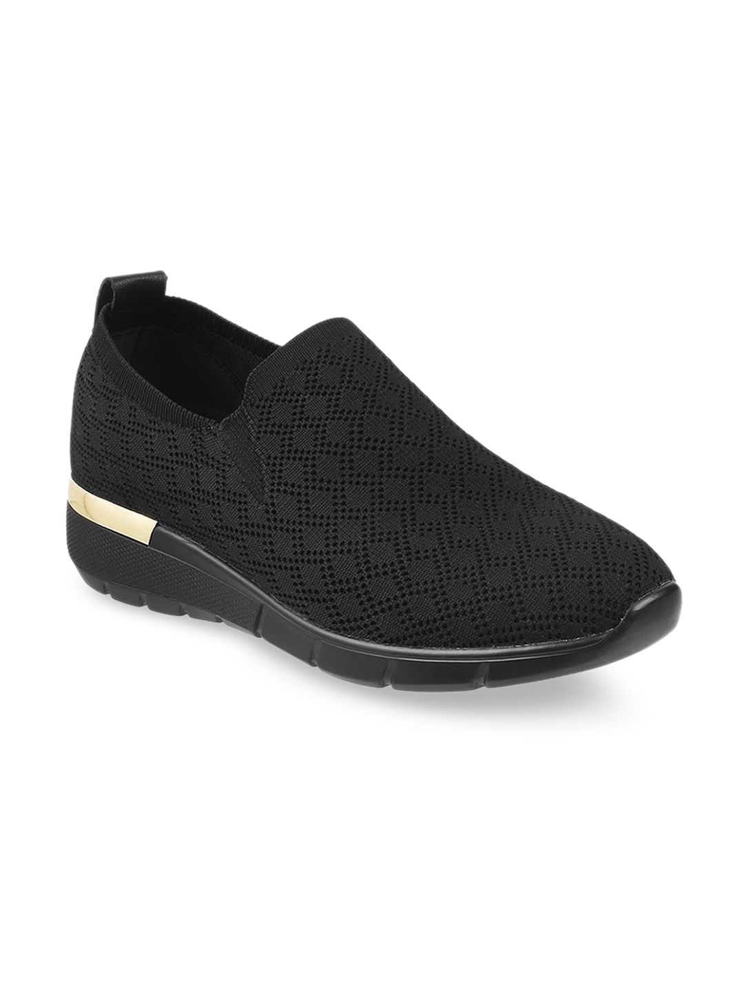 ACTIV Women Black Woven Design Slip-On Sneakers Price in India