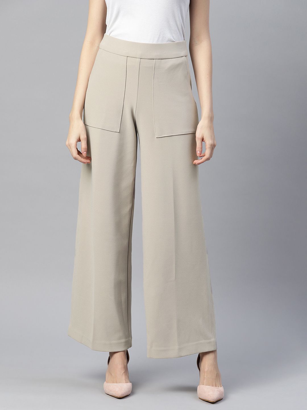 Marks & Spencer Women Beige High-Rise Trousers Price in India