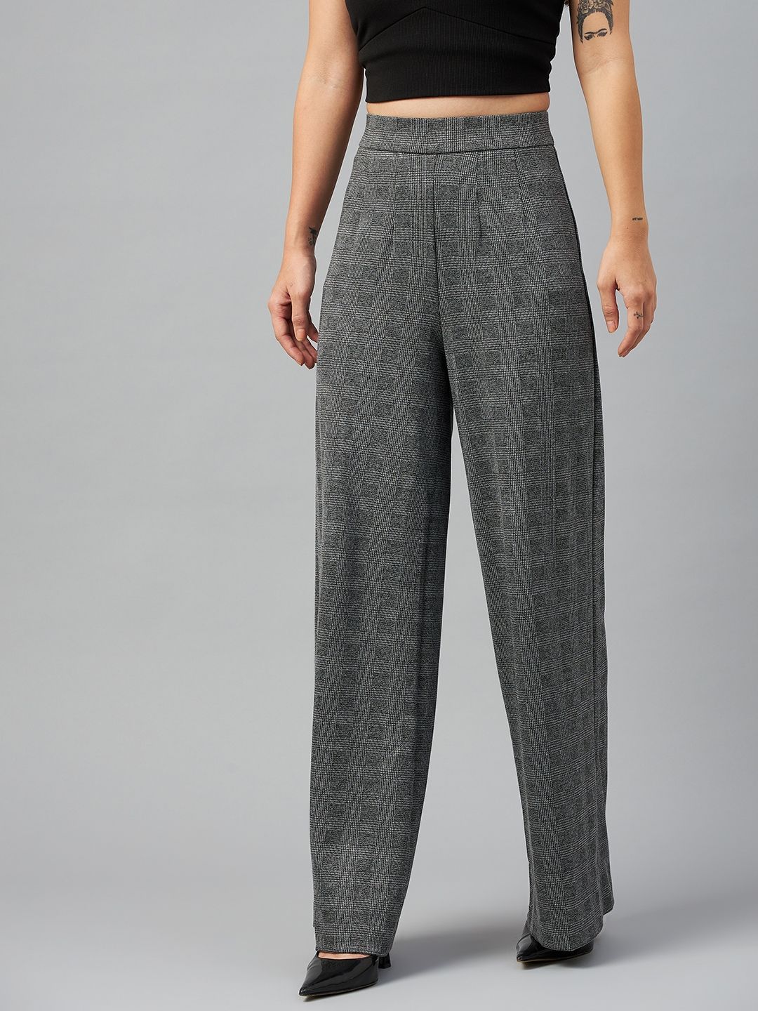 Marks & Spencer Women Grey High-Rise Trousers Price in India