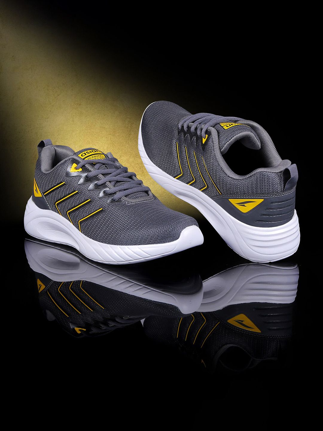 ASIAN Men Grey Mesh Running Non-Marking Shoes