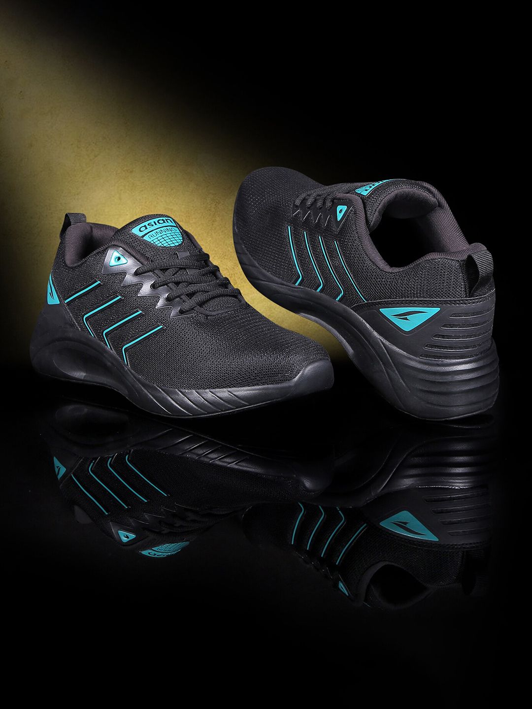 ASIAN Men Black Mesh Running Non-Marking Shoes