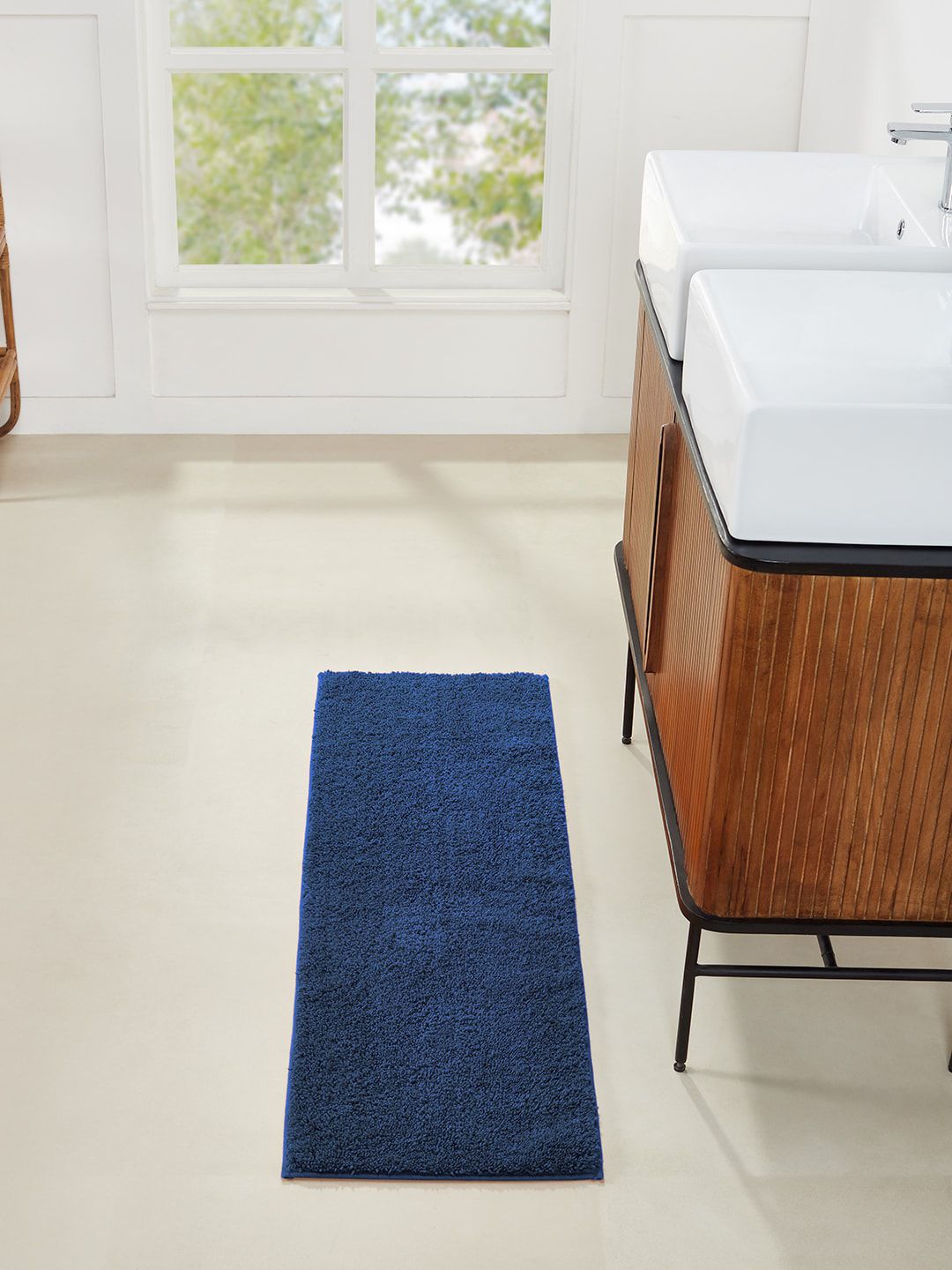 Pano Navy Blue Solid 1450 GSM Bath Rug Price in India