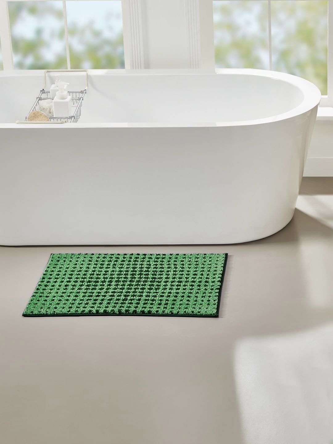 Pano Green Patterned 1902 GSM Bath Rug Price in India