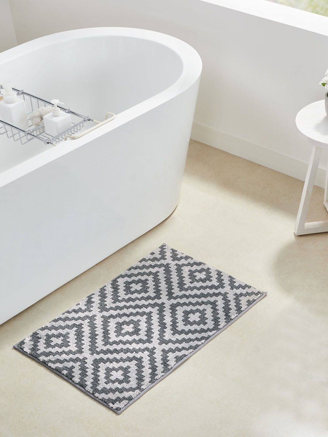 Pano Charcoal Printed 1902 GSM Anti-Slip Bath Rugs Price in India