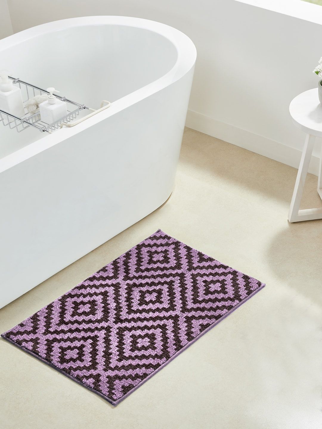 Pano Purple Printed 1902 GSM Bath Rugs Price in India