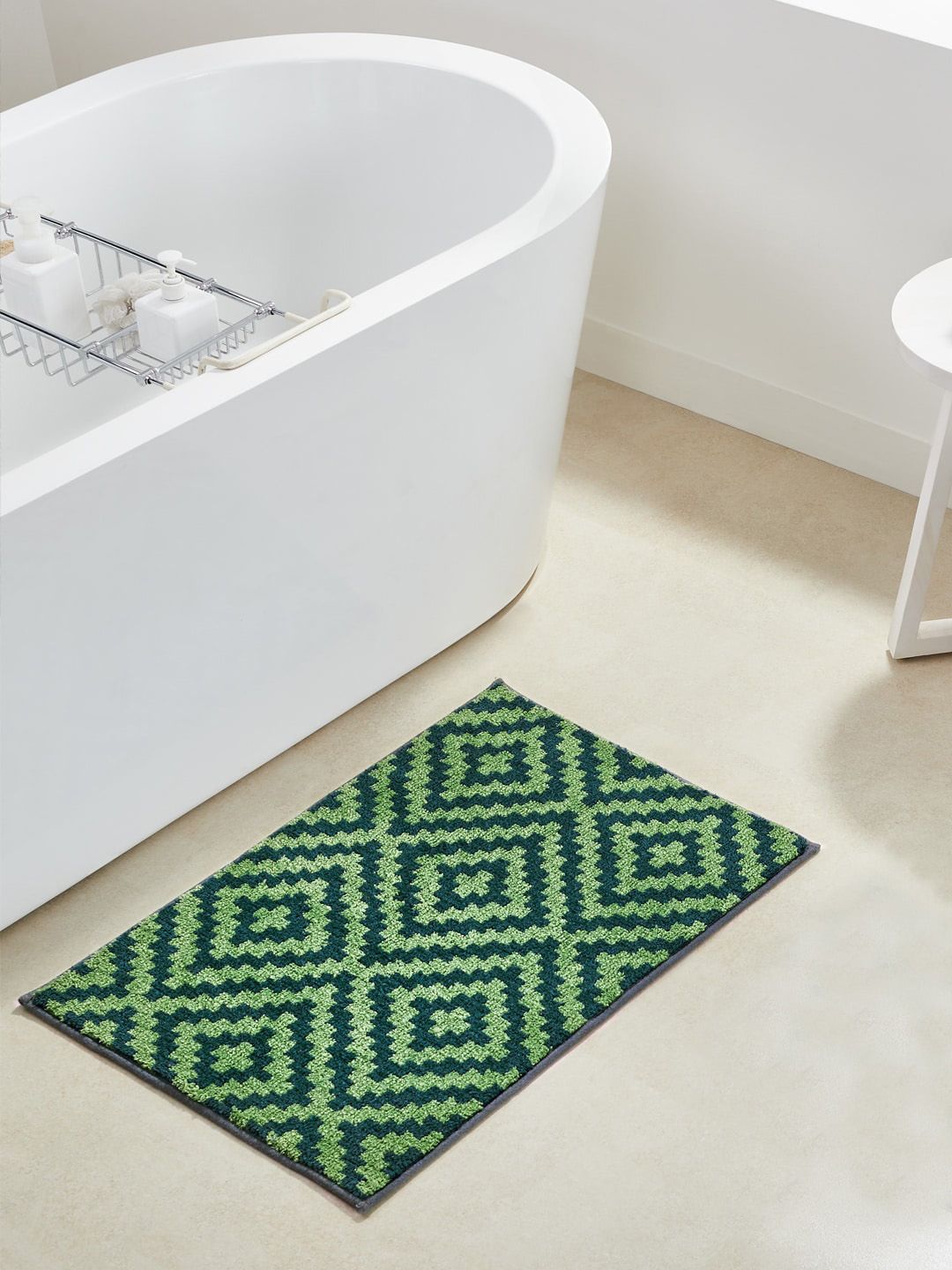 Pano Green Patterned 1902 GSM Bath Rug Price in India