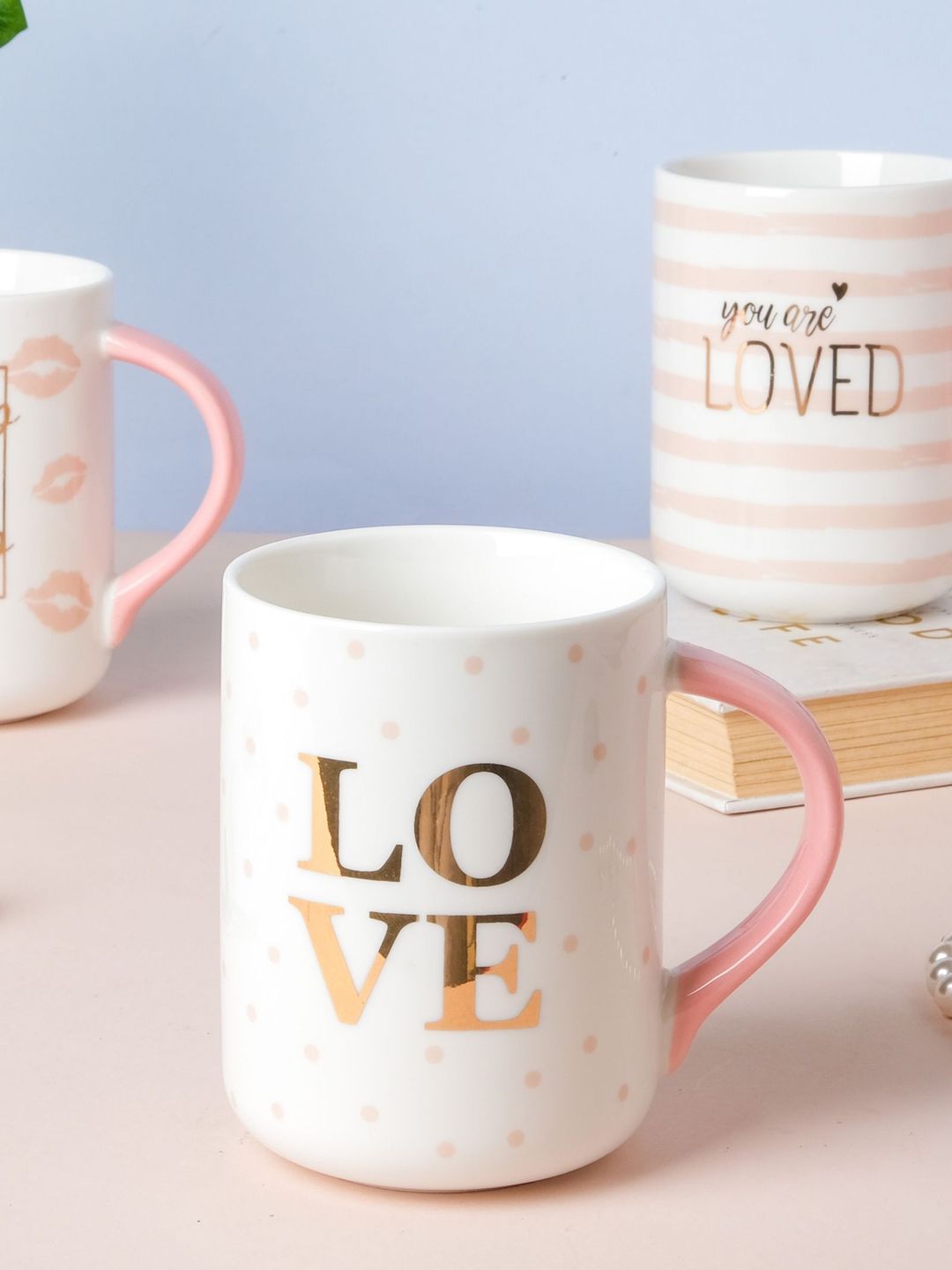 Nestasia White & Pink Love Printed Ceramic Coffee Mug Price in India