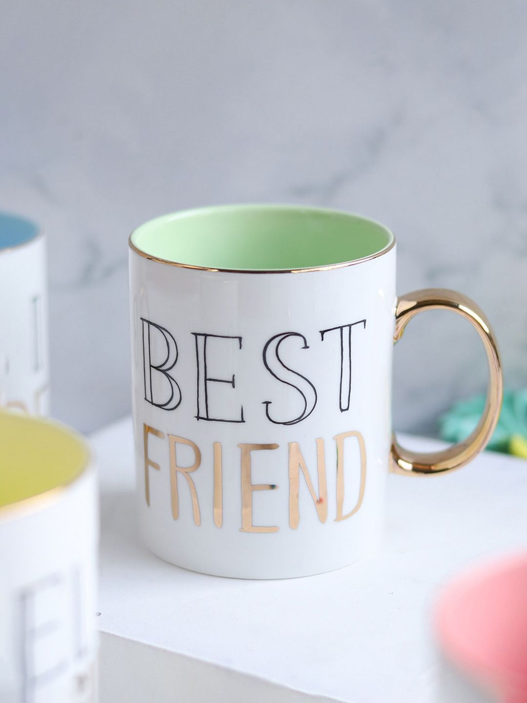 Nestasia White And Green 1 Piece Best Friend Printed Mug With Handle Price in India