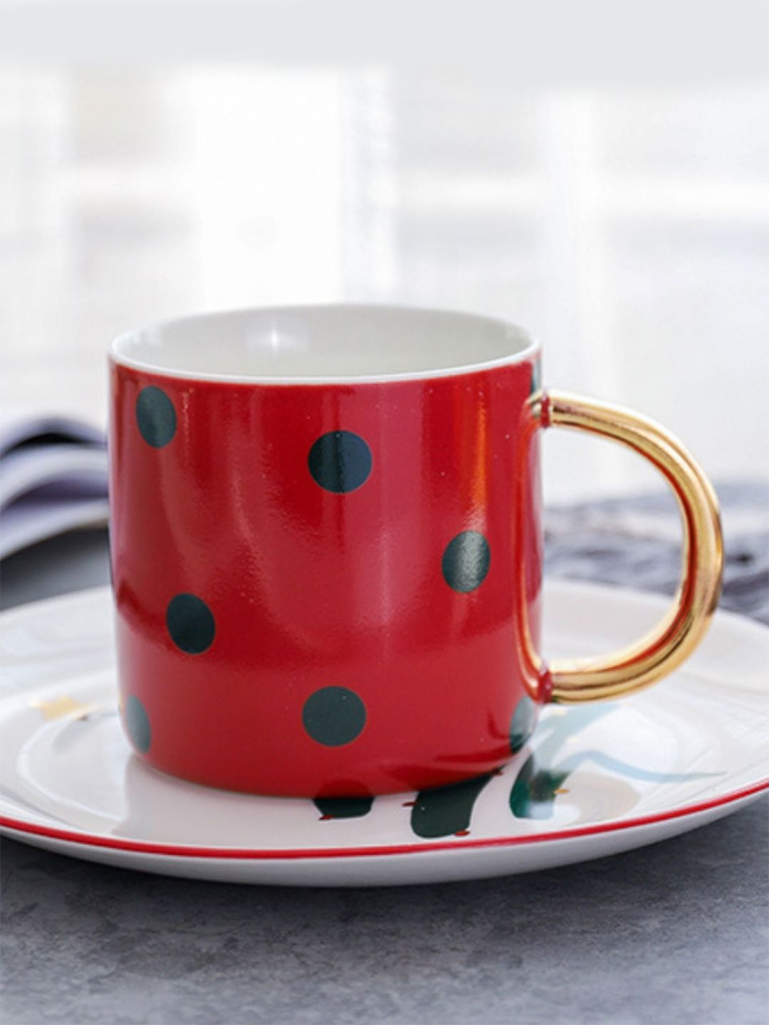Nestasia Red and Black Ceramic Christmas Tea Mug Price in India