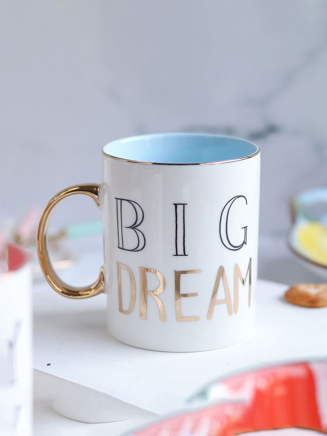 Nestasia White and Blue Big Dream Printed Ceramic Mug Price in India