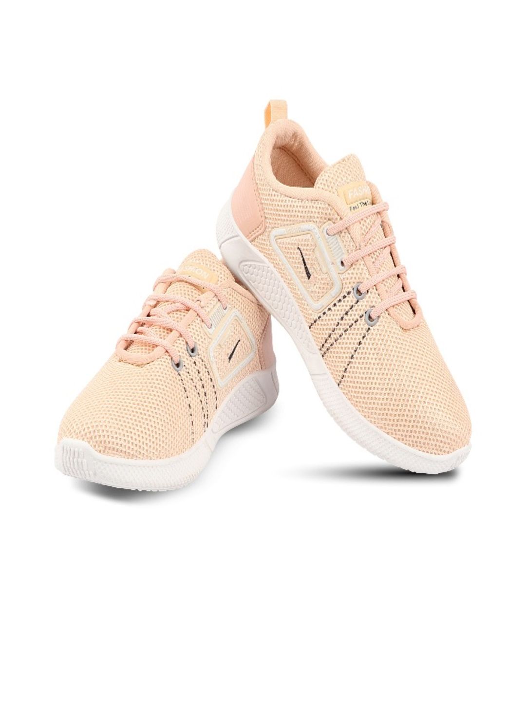 BEONZA Women Peach-Coloured Mesh Walking Non-Marking Shoes Price in India