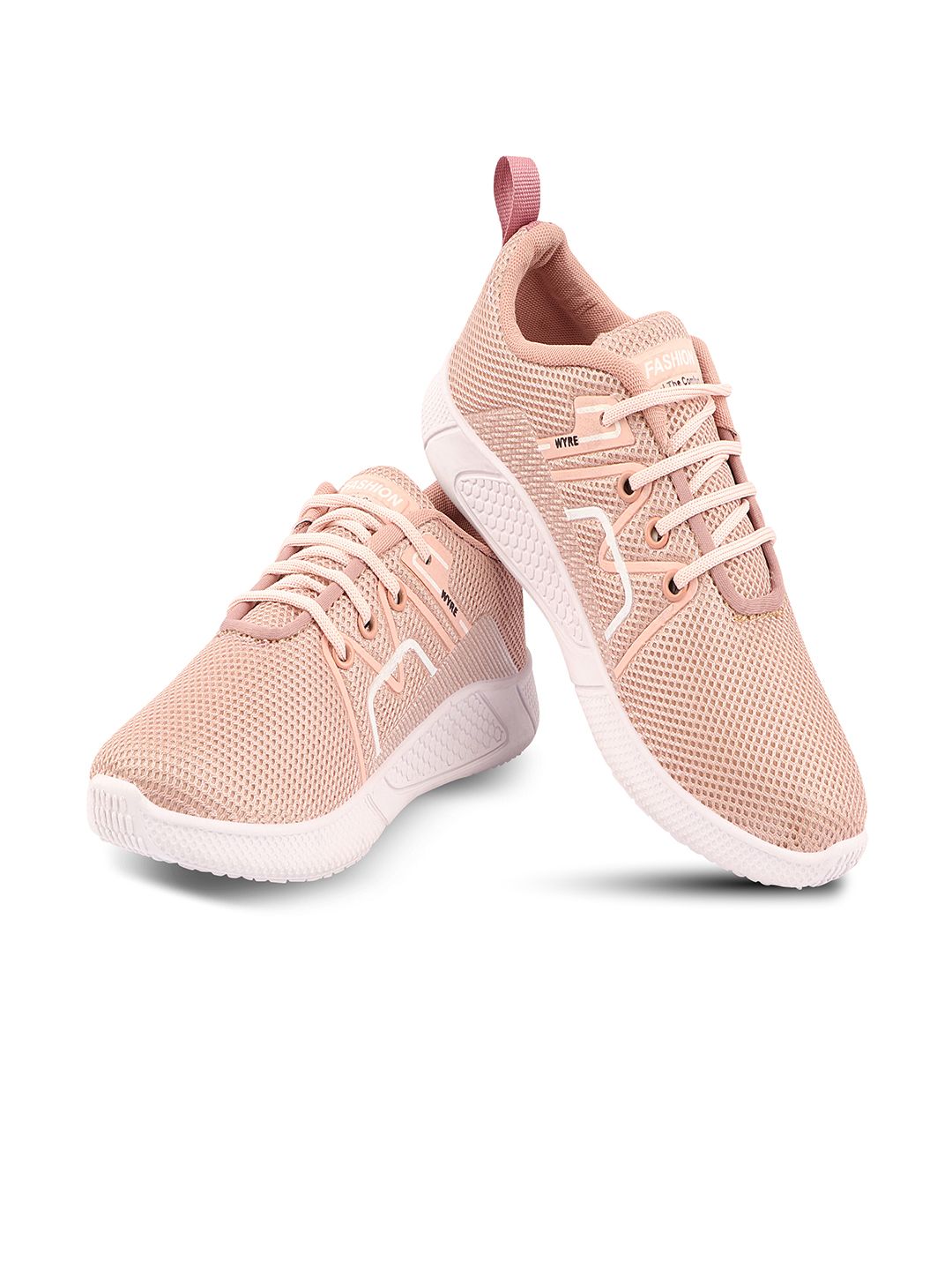 BEONZA Women Peach-Coloured Mesh Running Non-Marking Shoes Price in India