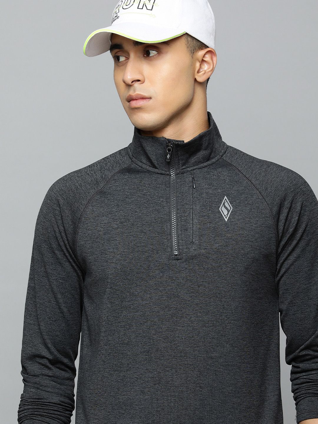 Skechers Men Charcoal High Neck T-shirt