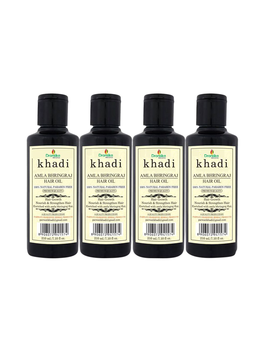 DRONTIKA Set Of 4  Khadi 100% Pure and Natural Amla Bhringraj Hair Oil 840ml Price in India