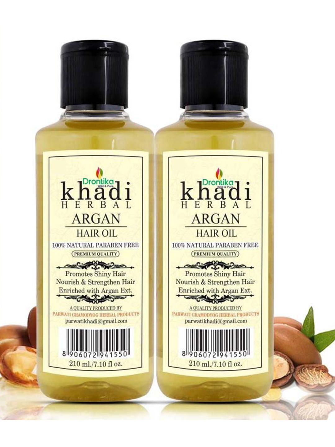 DRONTIKA Set Of 2 Khadi 100% Pure & Herbal Argan Hair Oil 420ml Price in India