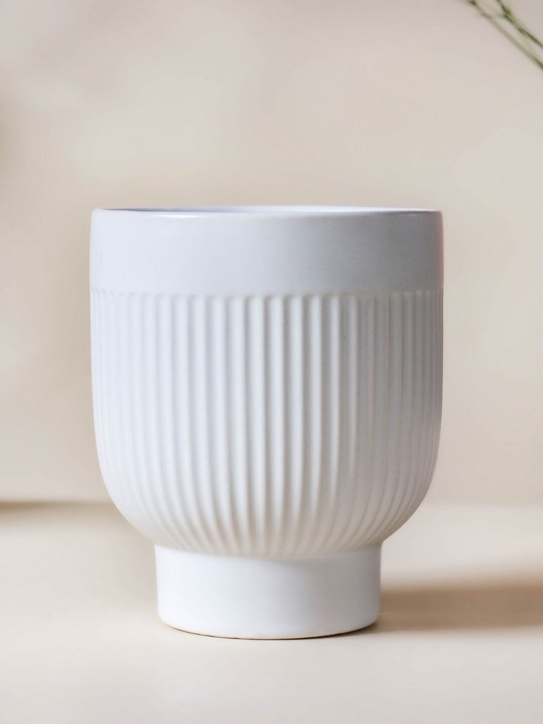 Nestasia White Ribbed Ceramic Vase Price in India