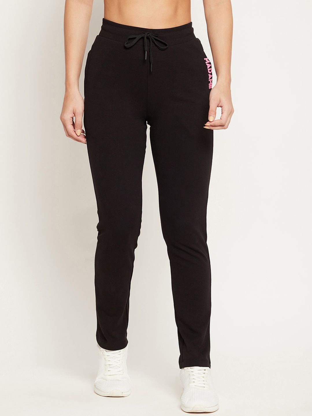 Madame Women Black Solid Track Pants Price in India