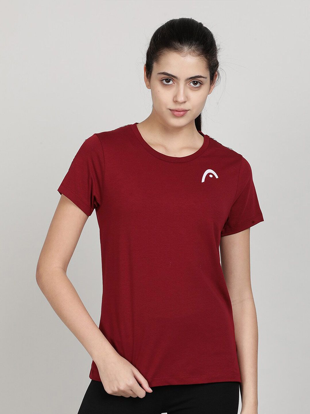 Head Women Maroon Slim Fit T-shirt Price in India