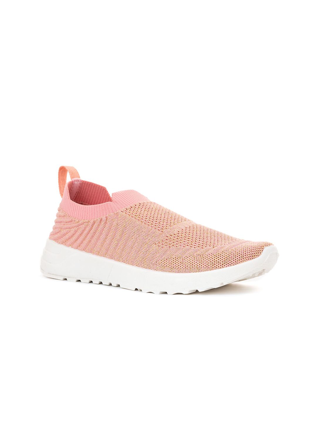 Khadims Women Pink Woven Design Slip-On Sneakers Price in India