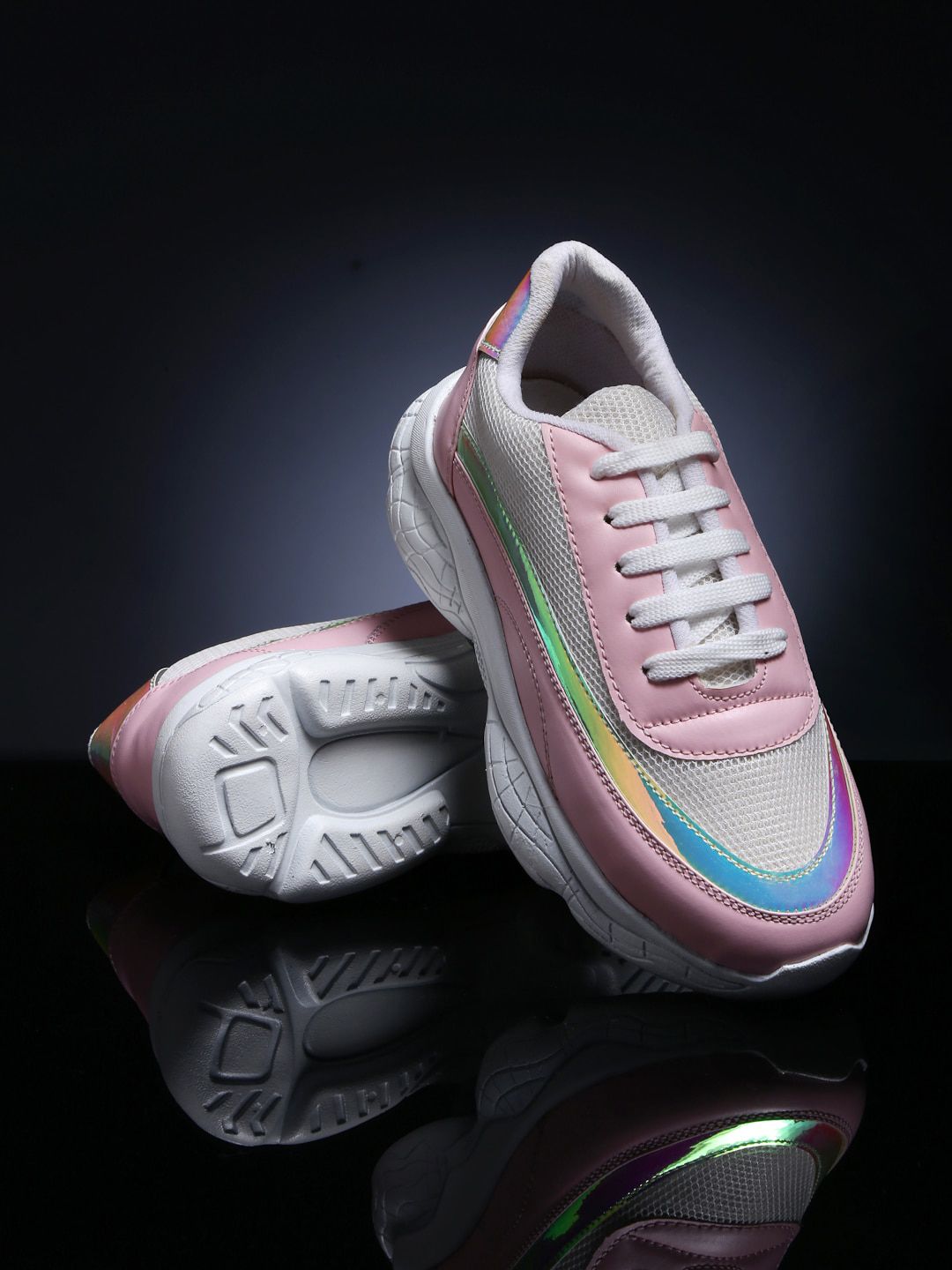 AROOM Women Pink Striped Driving Shoes Price in India