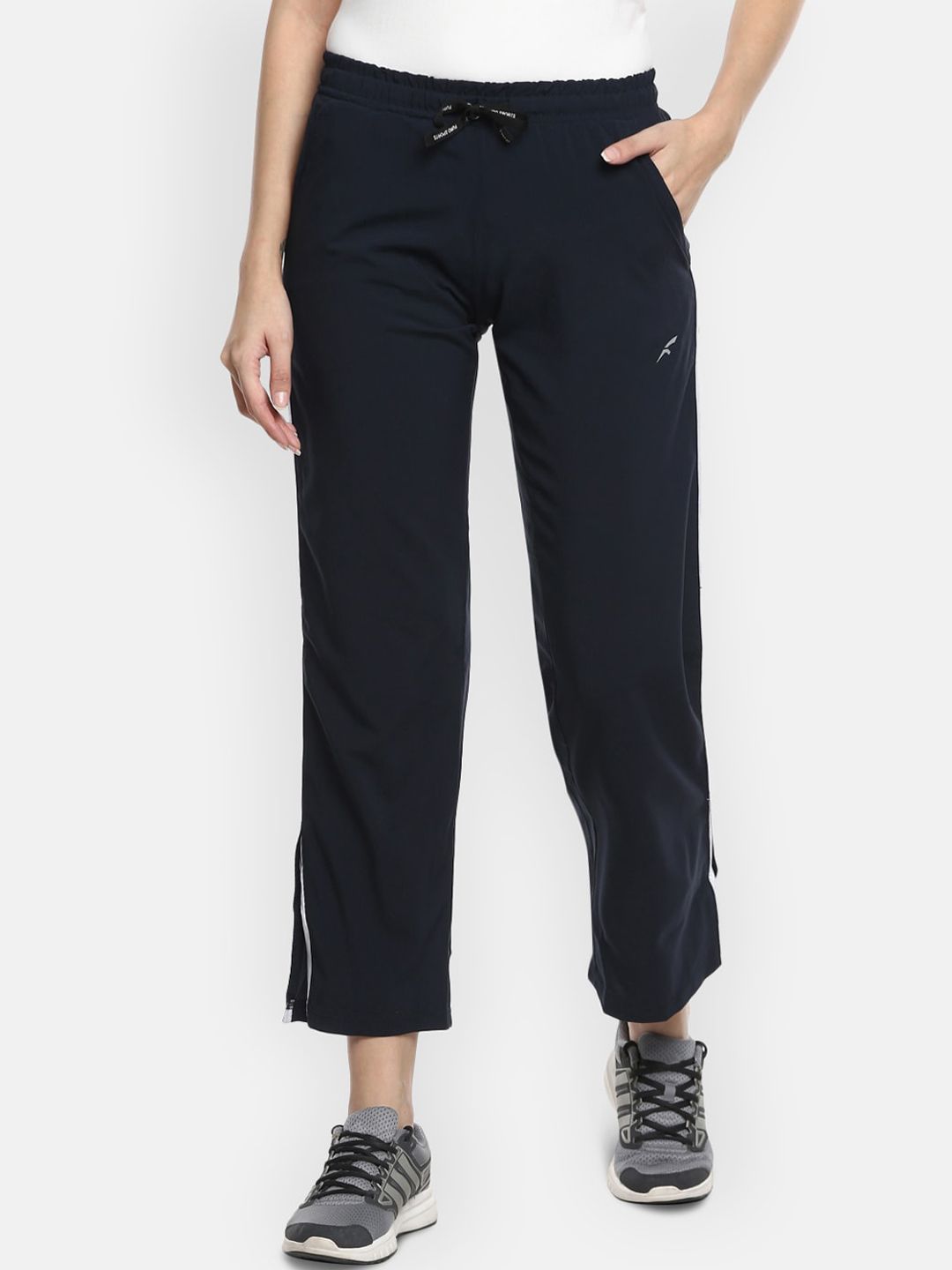 FURO by Red Chief Women Navy Blue & White Solid Track Pants Price in India
