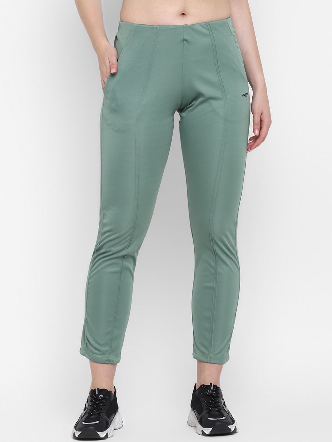 FURO by Red Chief Women Green Solid Slim Fit Track Pant Price in India