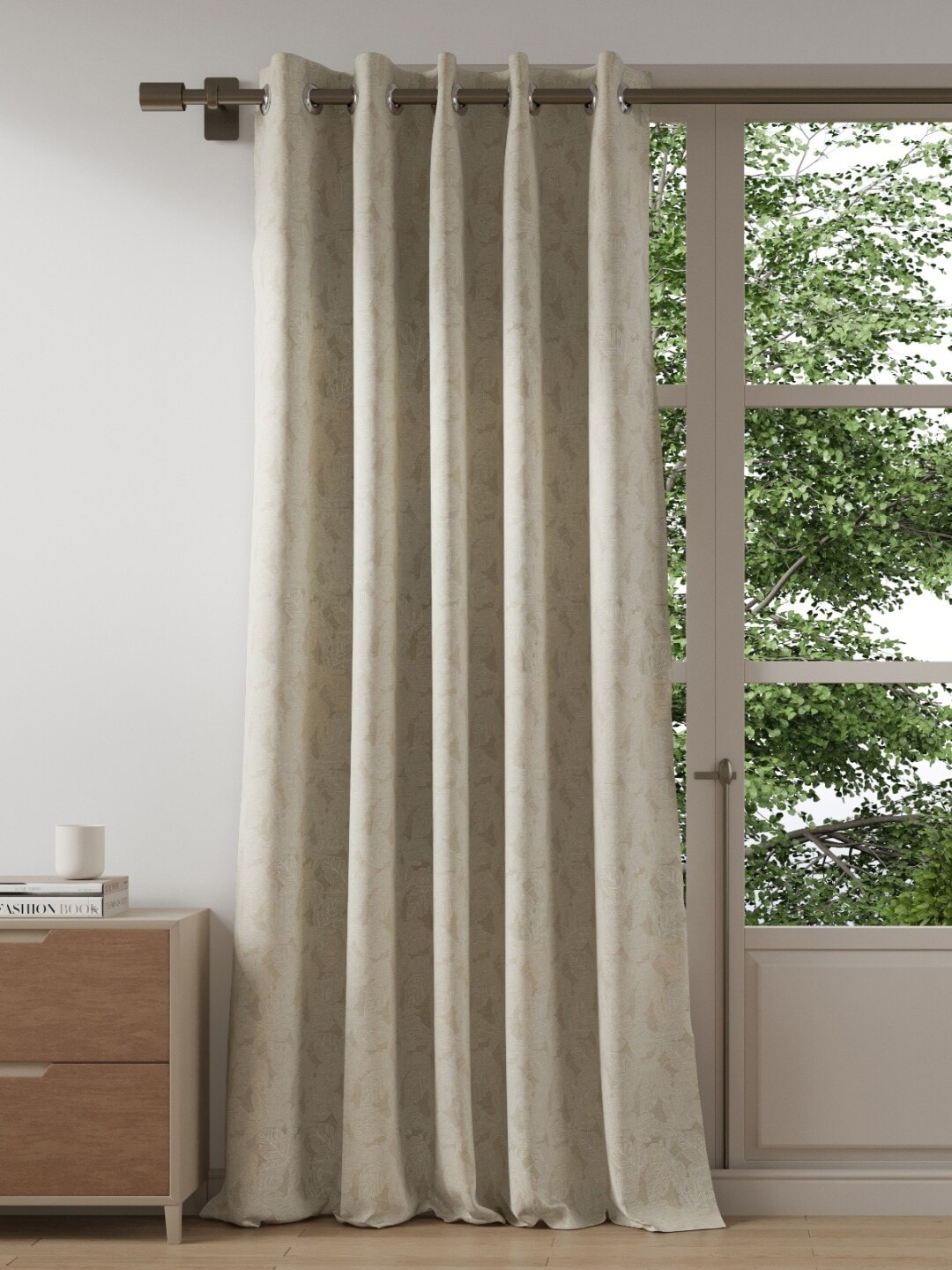 DDecor Silver-Toned & Grey Geometric Door Curtain Price in India