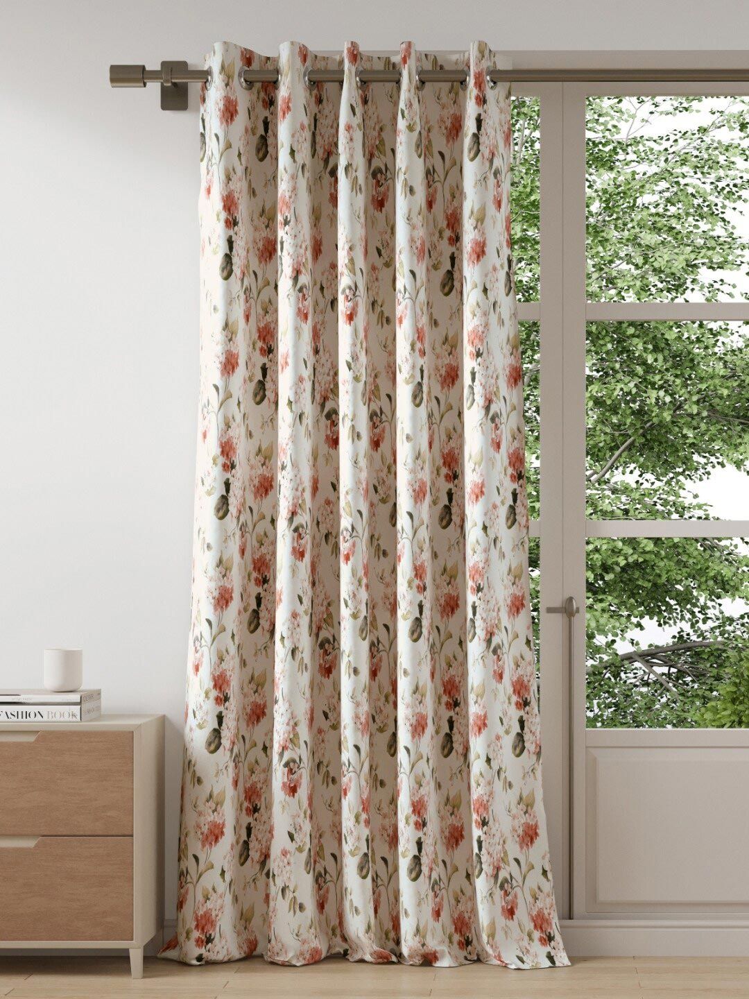 DDecor Pink & Green Floral Door Curtain Price in India