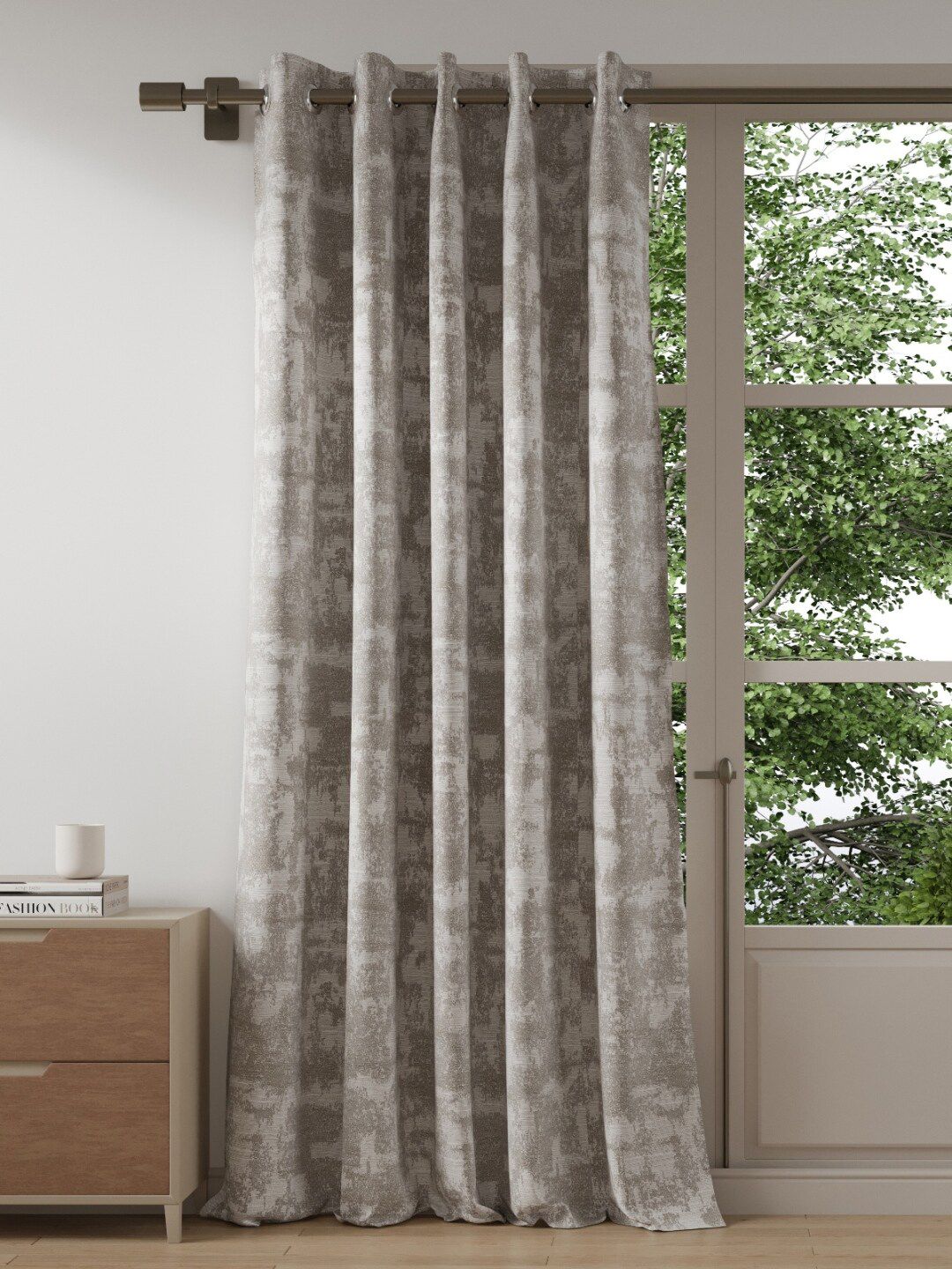 DDecor DDecor Grey & Off White Abstract Print Door Curtain