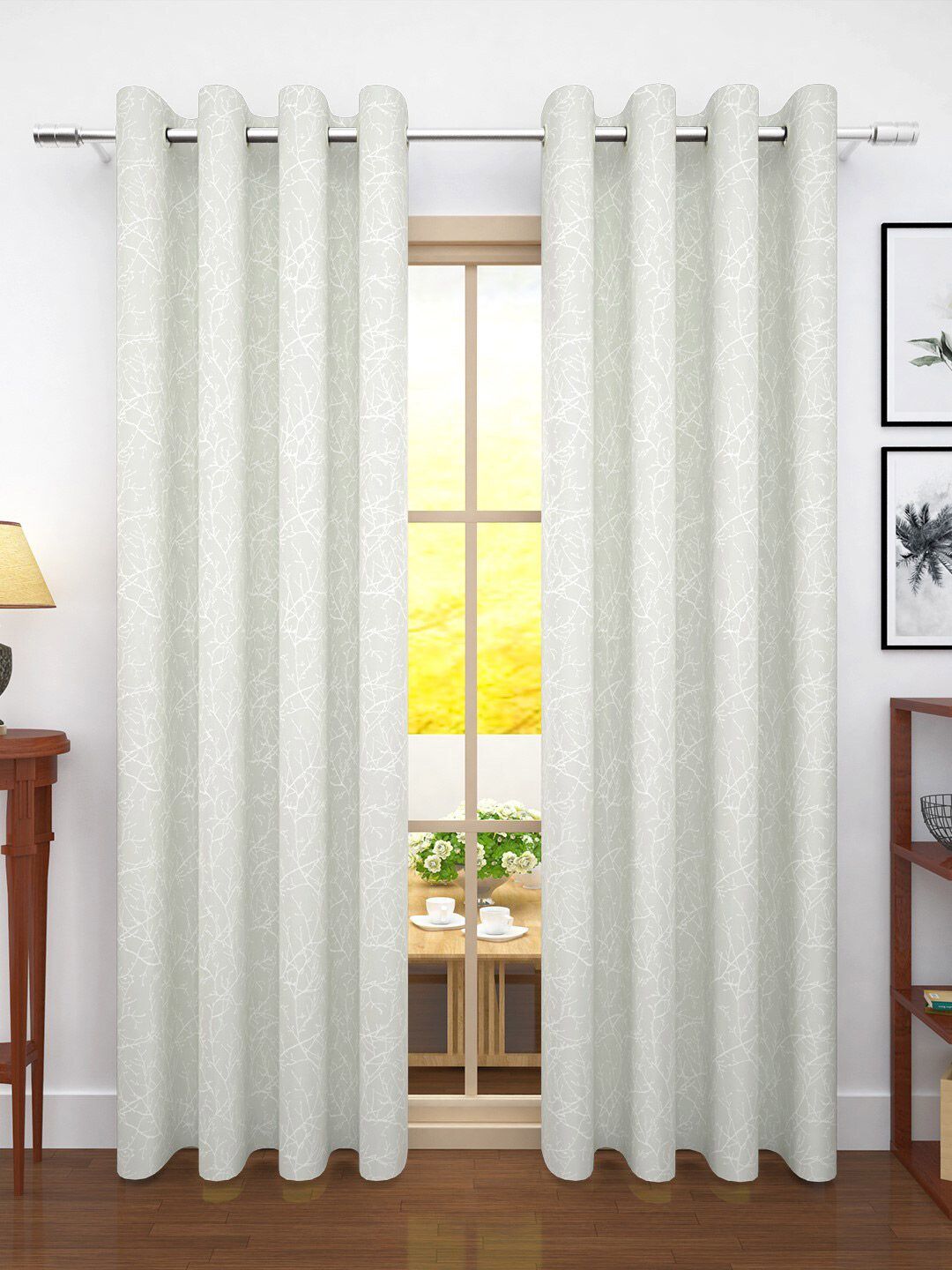 Story@home Off White Set of 2 Room Darkening Long Door Curtains and Sheers Price in India