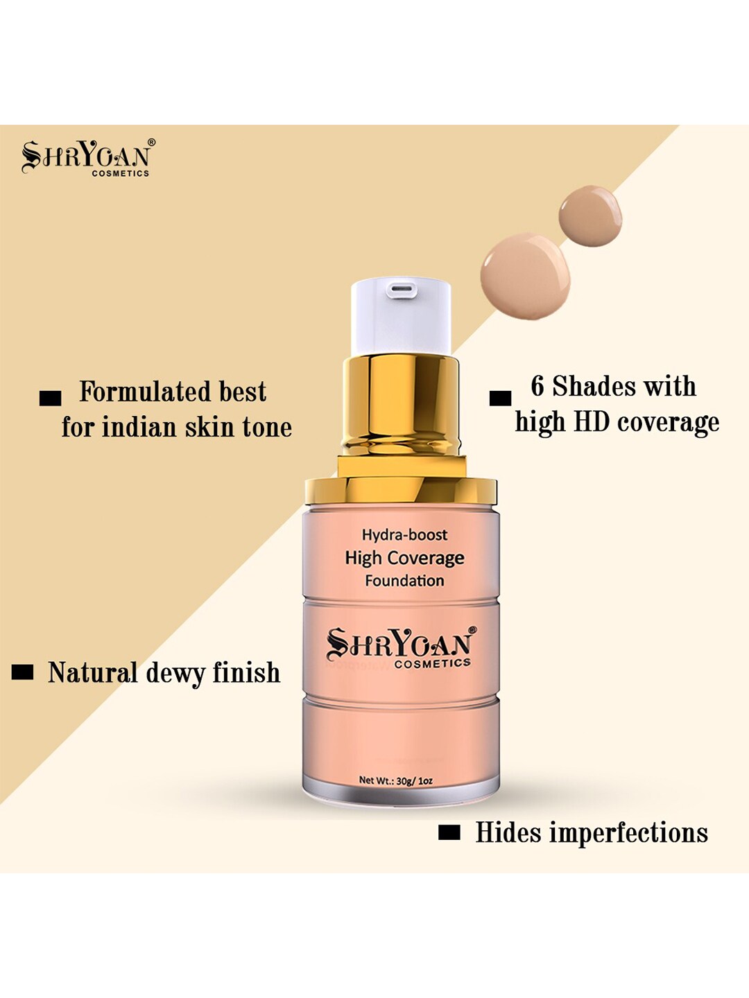 SHRYOAN Beige Hydra-boost High Coverage Foundation Price in India
