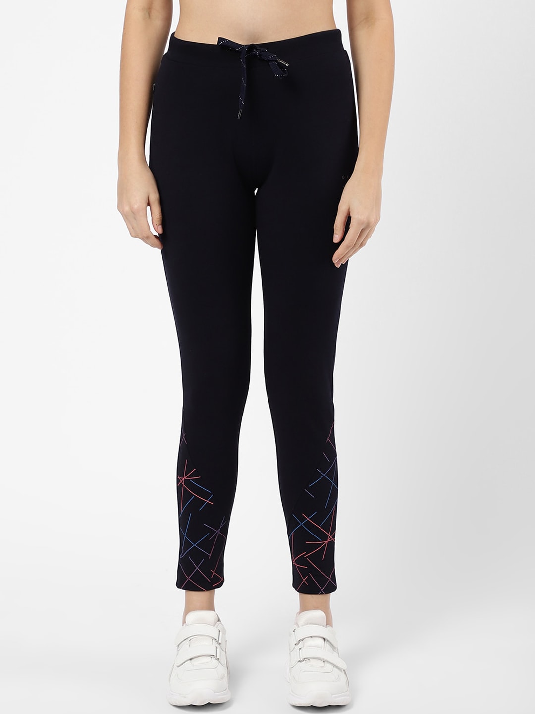 Sweet Dreams Women Navy Blue Dry-Fit Cotton Slim-Fit Track Pants Price in India
