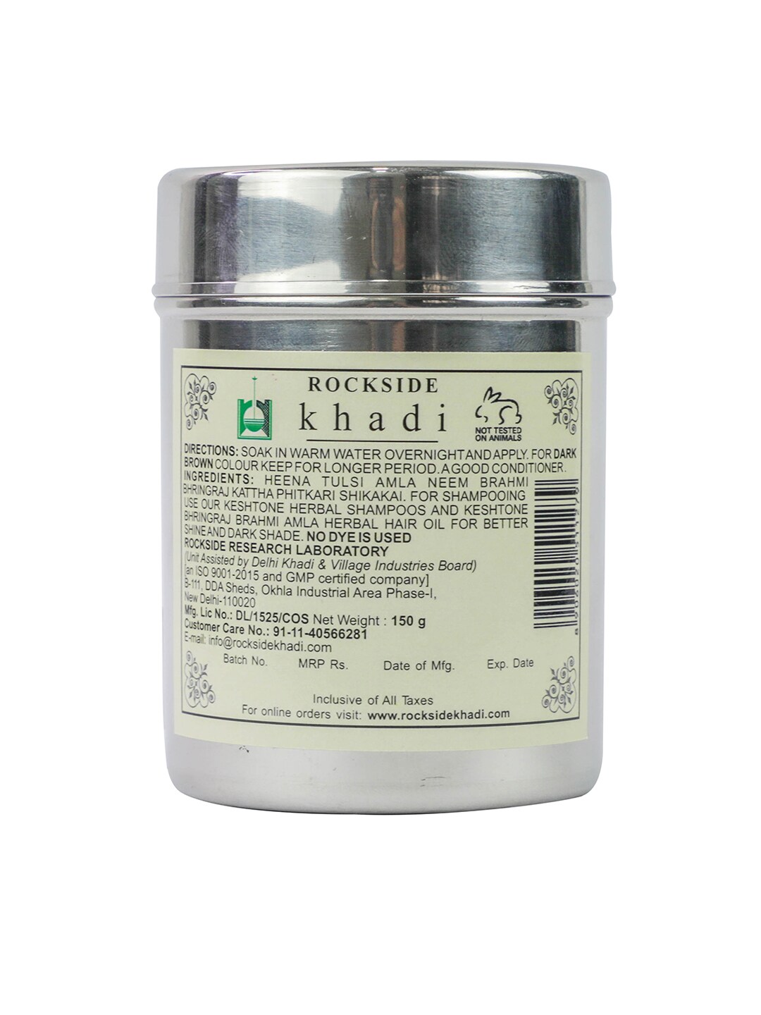 ROCKSIDE KHADI Unisex Dark Brown Herbal Henna With Conditioner 150g Price in India