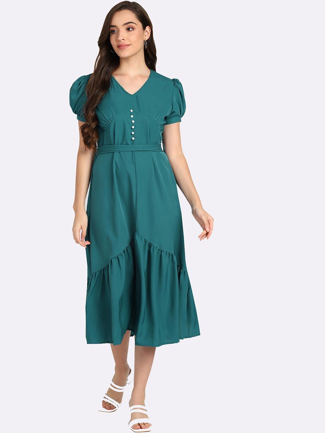 Shashvi Blue Crepe Midi Dress Price in India