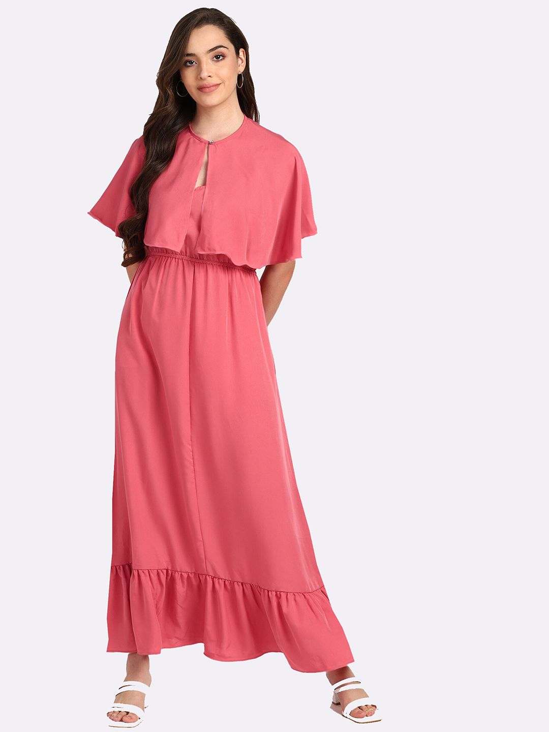 shashvi Women Pink Crepe Maxi Dress Price in India