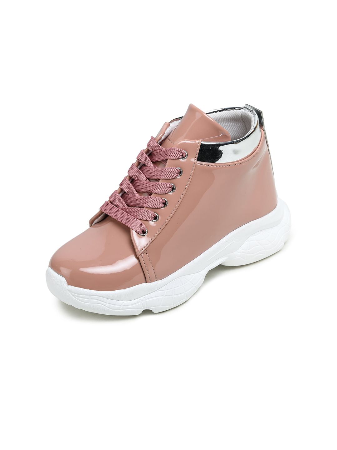 BOOTCO Women Peach-Coloured Light Weight High Ankle Sneakers Price in India